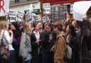 Hundreds of people protest against the Iraq war in Carfax in the centre of Oxford on Thursday, March 13, 2003. Picture: George Reszeter
