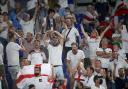England fans celebrate at the final whistle after the UEFA Euro 2020 Quarter Final match at the Stadio Olimpico, Rome. Picture date: Saturday July 3, 2021..