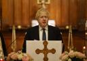 British Prime Minister Boris Johnson speaks during a visit to the Ukrainian Catholic Eparchy of Holy Family of London, following the Russian invasion of Ukraine (PA)