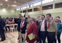 Labour Party members celebrating at the West Oxfordshire District Council count