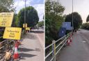 The left-hand picture shows the bus stop on Sunday (May 21) and the right-hand picture on Monday (May 22)