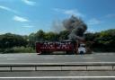 A34 vehicle fire and delays of up to 45 minutes
