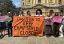 Students protesting outside Radcliffe Camera