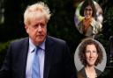 Boris Johnson and MP Layla Moran top right and MP Anneliese Dodds bottom right