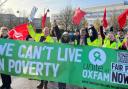 Oxfam workers taking part in the strike