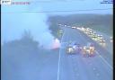 A car was on fire on the M40 on Friday evening