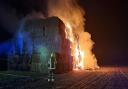 Hay bales on fire in West Hanney