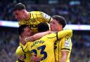 Oxford United celebrate the second goal from Josh Murphy