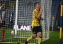 Billy Bodin celebrates his second goal against Maidenhead United in the first round