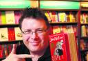Charlie Hayes at Waterstones with the first book, Gangsta Granny
