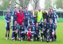 Barton United’s squad show their joy at winning the Hedley Toms/Michael Brown Memorial Trophy