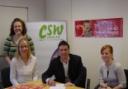 CSW staff, from left, Pearl Lovegrove, Sara Price, John Chelsom and Alex Vulliamy
