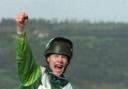 Mick Fitzgerald celebrates winning the 1999 Tote Cheltenham Gold Cup on See More Business