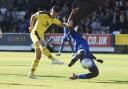 Cameron Brannagan scores for Oxford United just before half-time at AFC Wimbledon  Picture: David Fleming