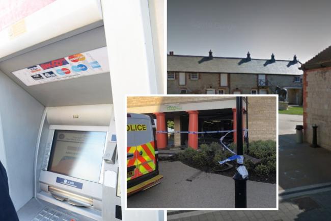File images of ATM, National Horseracing Museum, Newmarket, and, inset, a burglary at the Bletchingdon Co-op in 2020 Pictures: NEWSQUEST/GOOGLE