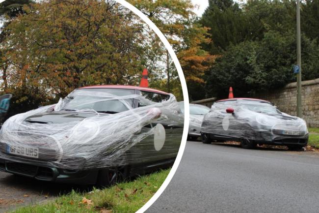 The plastic wrapped car in Warneford Lane Picture: OM