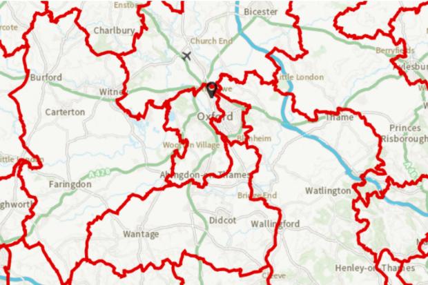 Oxford Mail: The proposed constituency boundaries. Picture: Boundary Commission for England map 
