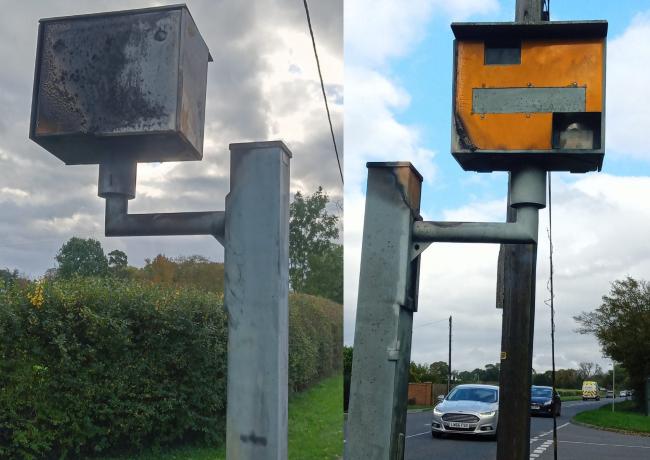 The burnt out speed camera