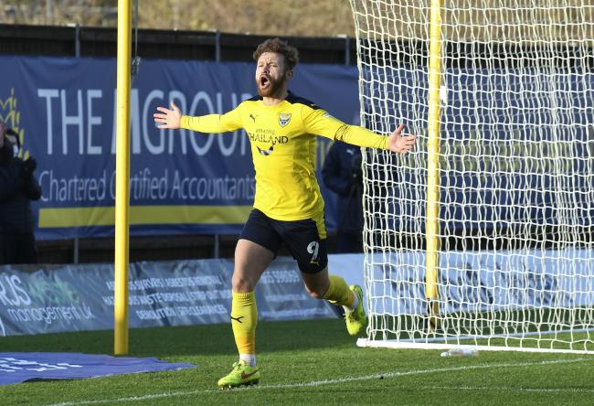 Matty Taylor celebrates his first goal against Bristol Rovers during Oxford United's 2-0 win in January Picture: David Fleming