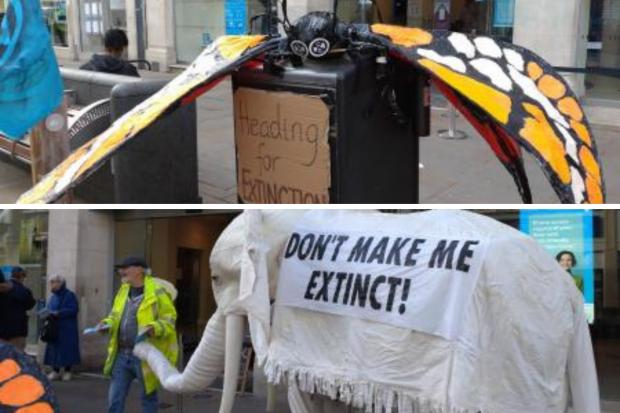 Oxford Mail: Extinction Rebellion marched the creatures through the city. Picture: Extinction Rebellion