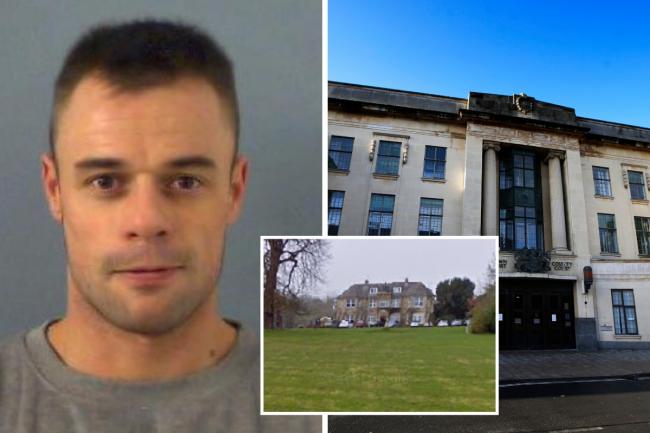 Paul Harris' custody shot; Middle Aston House and, right, file image of Oxford Crown Court Picture: TVP/GOOGLE/NQ
