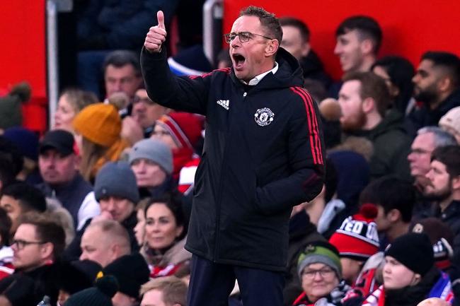 Ralf Rangnick gives a thumbs up on the touchline