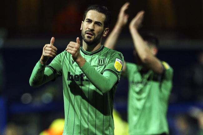 Stoke's Mario Vrancic claps the travelling fans after scoring the clincher in a 2-0 win over QPR