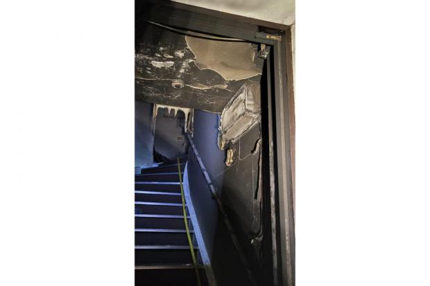 Oxford Mail: The stair case was damaged by the fire. 