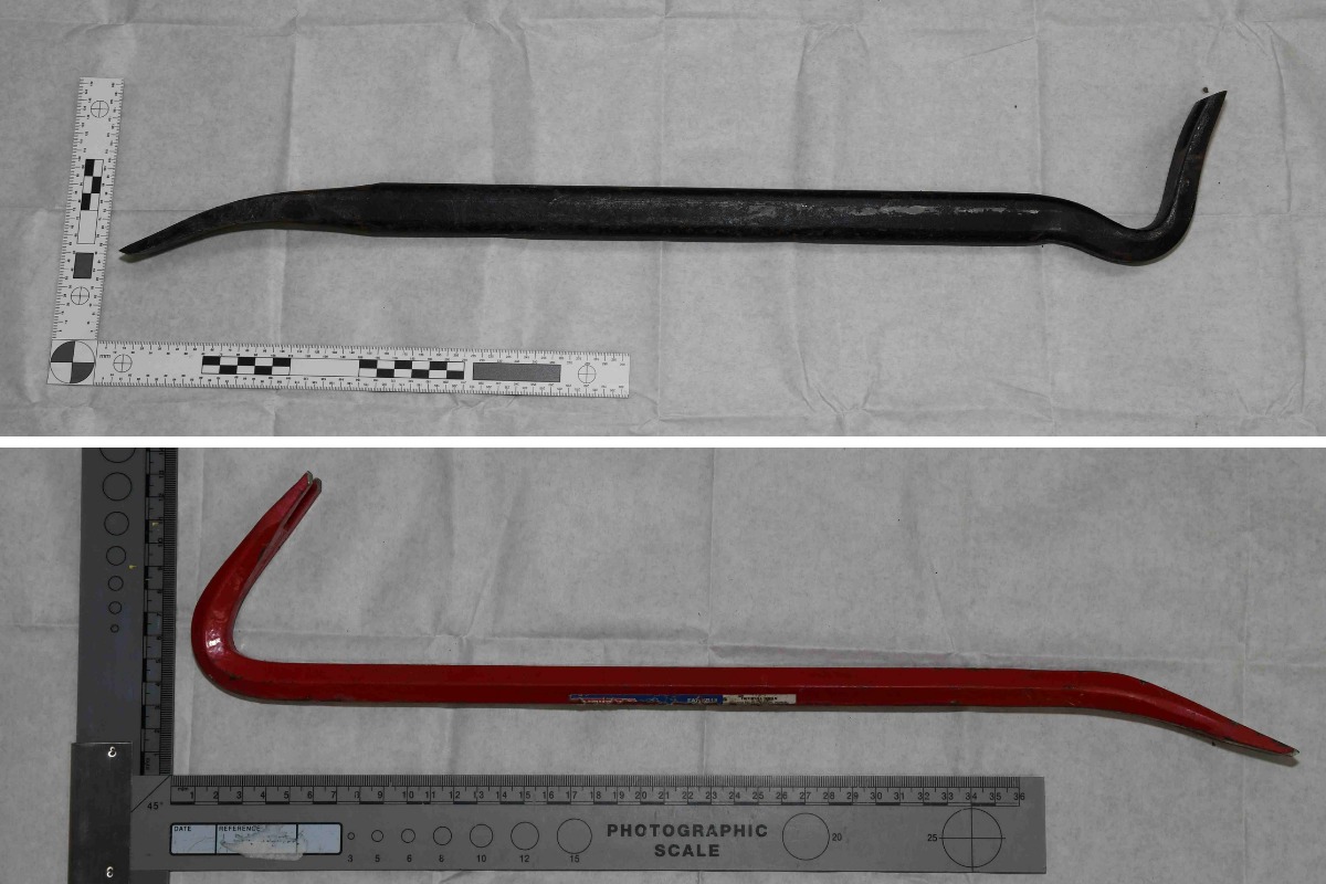 Crowbars recovered by the police Picture: GLOUCESTERSHIRE CONSTABULARY/GLOS NEWS SERVICE