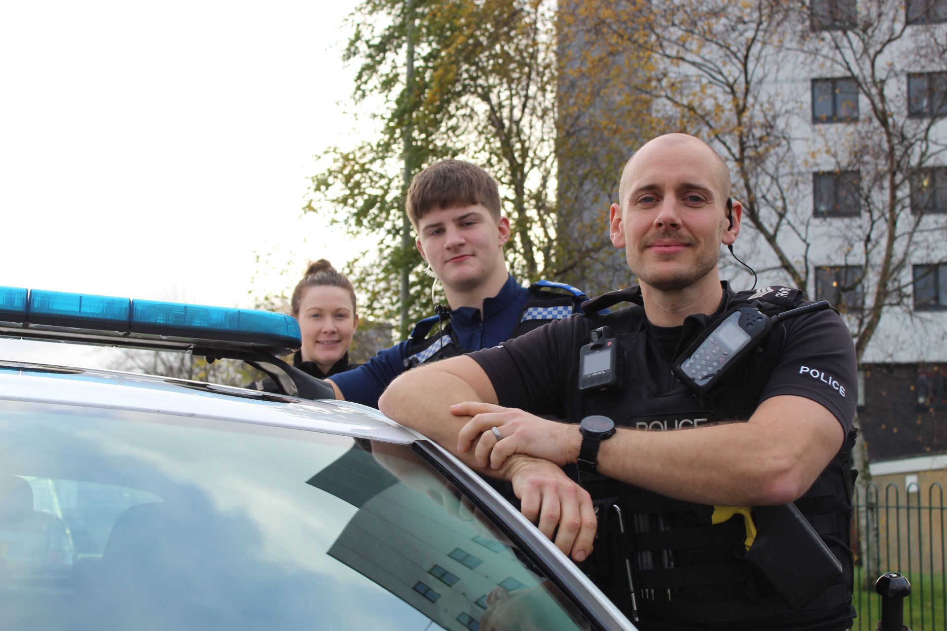 PC Beth Snowdon, PCSO Jack Hickman and Sgt Alex Penn, part of the neighbourhood policing team for Blackbird Leys