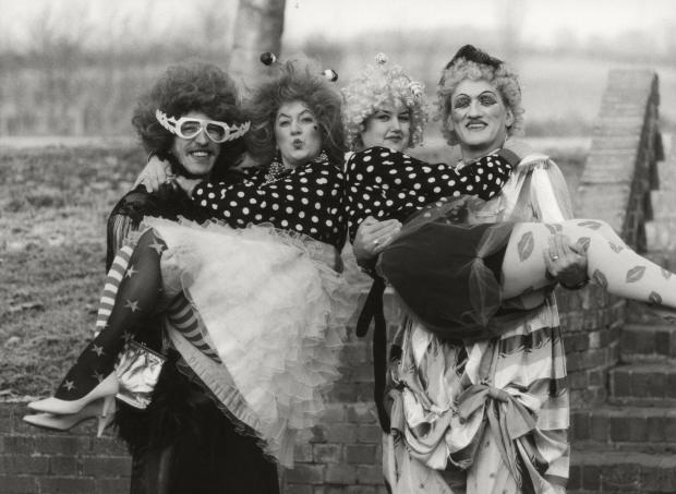 Oxford Mail:  Heritage 64 Martin Parry, Angie Cottrell, Sue Curtin and Steve Cottrell were among the pantomime cast at Botley, Oxford, in 1991