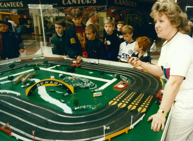 Oxford Mail: Giant scalextric set in Cowley in 1992