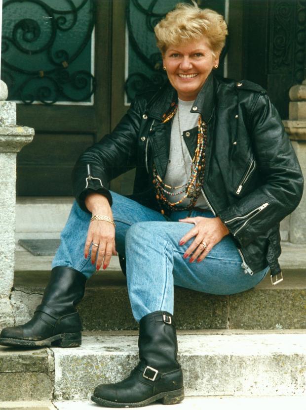 Oxford Mail: Chairman of South Oxford District Council Ann Ducker (who sadly died in 2014) dressed in her daughters Rave Style Leather Gear. 1993