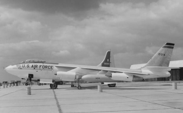 Oxford Mail: Boeing B-47E nuclear capable bomber 15214, 97th Bombardment Wing, SAC, at RAF Upper Heyford Armed Forces Day, 19 May 1956