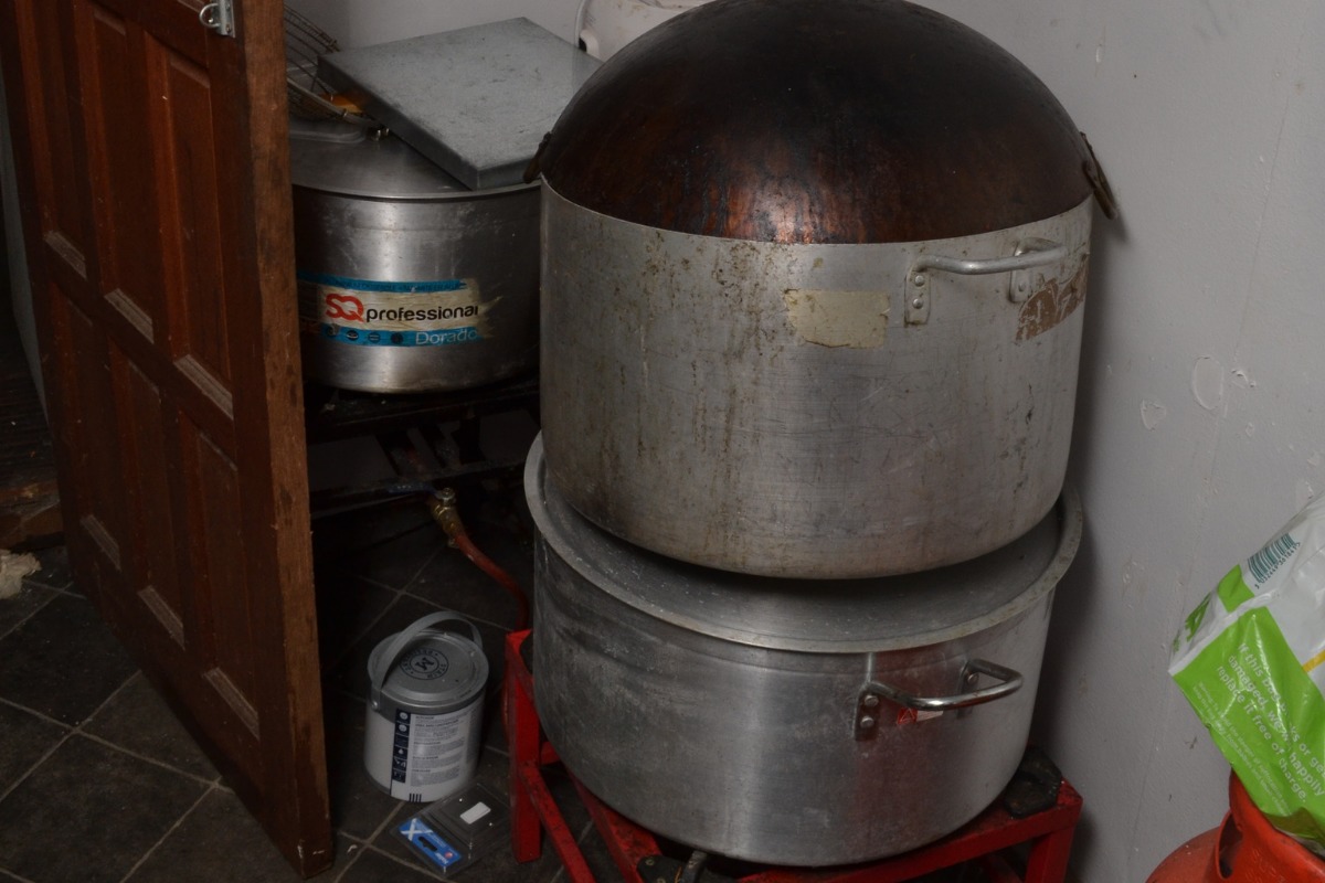 Pots found in Mohamed Alis shed in May 2021 Picture: TVP/CPS