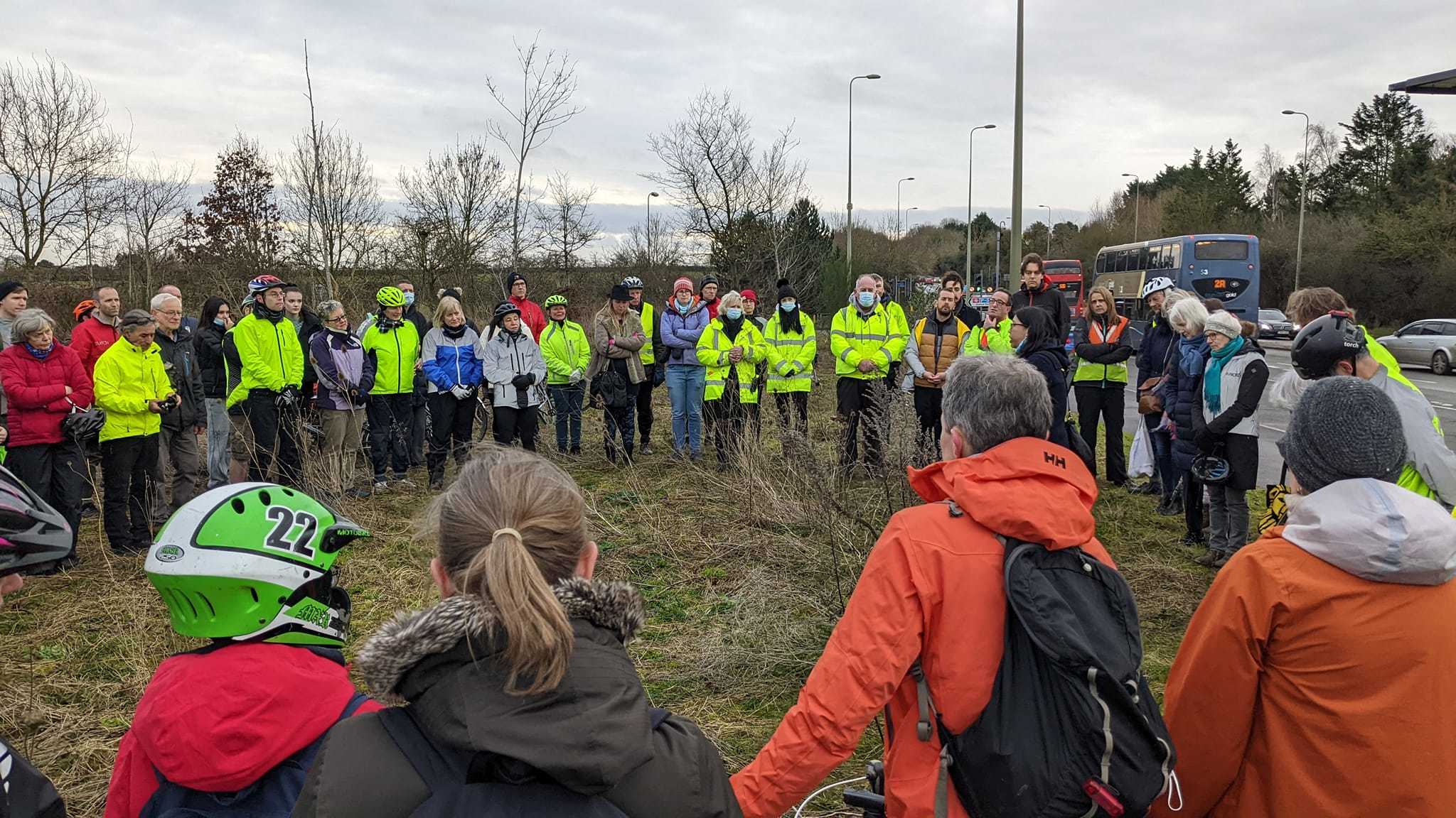 A vigil was held outside Oxford Parkway station for the cyclist who died on road. Picture: Cyclox