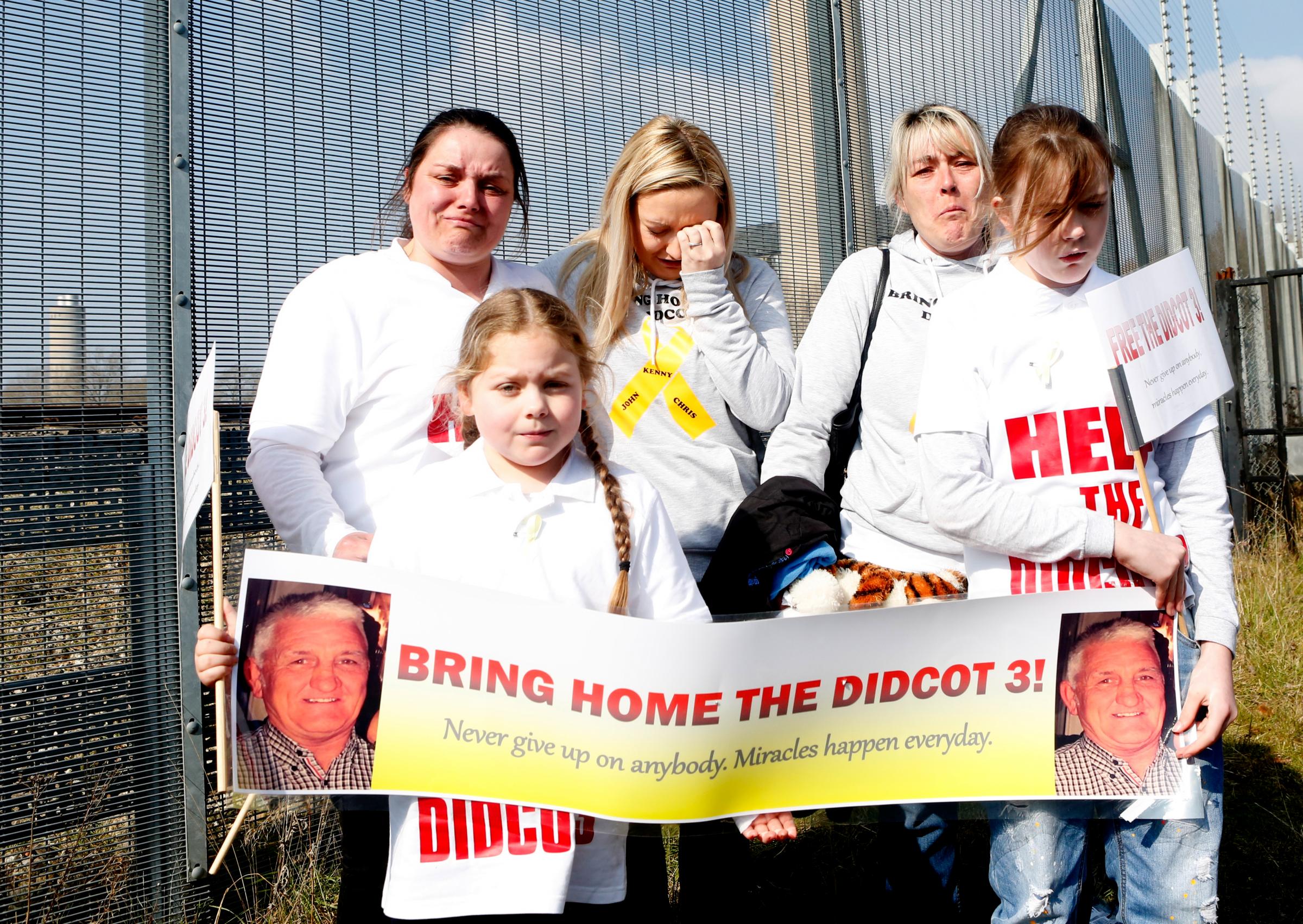 Relatives of Mr Cresswell outside Didcot Power Station in March 2016, in the wake of the tragedy Picture: UKNIP