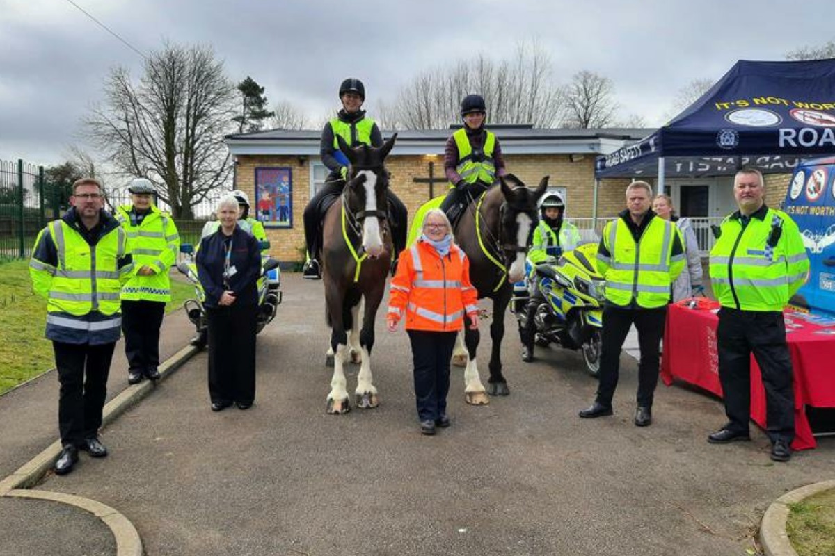 Thames Valley Police officers and horses worked with council officers, firefighters and the British Horse Society for the close pass operation in Tingewick Picture: TVP