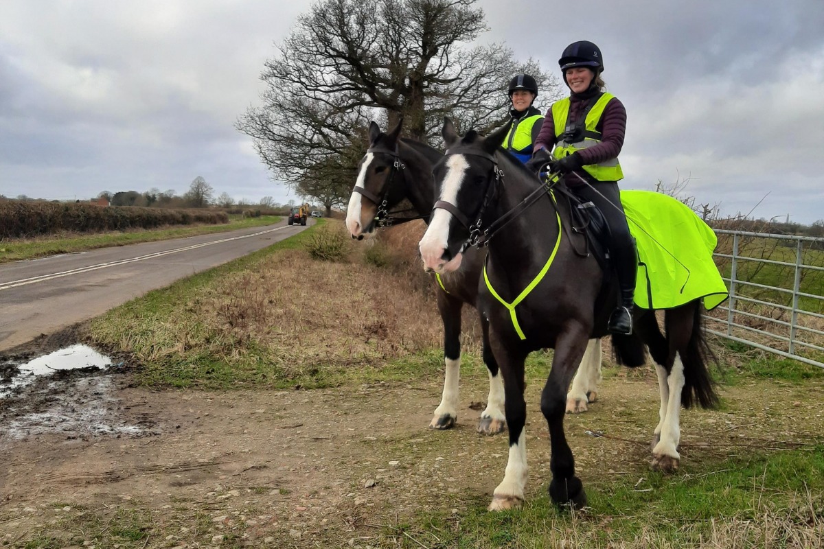 Police horse Atlas, PC Sam Silk and PC Emma Weir riding Viktor during the operation Picture: TVP