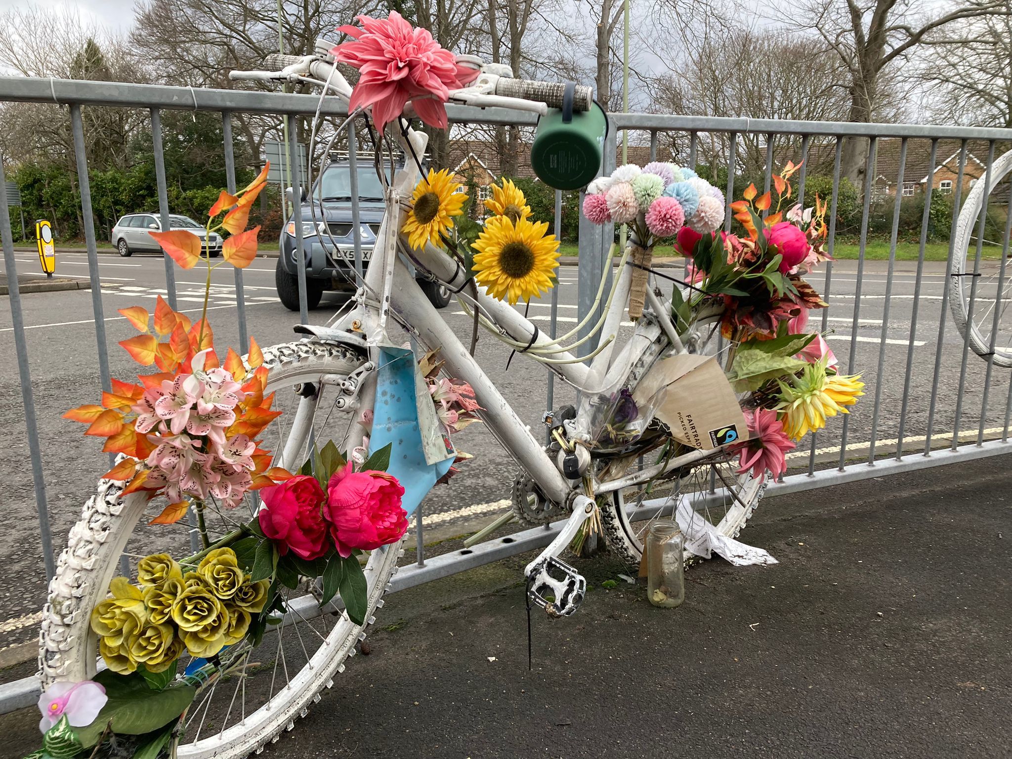 The ghost bike marking where Samantha Blackborow lost her life 