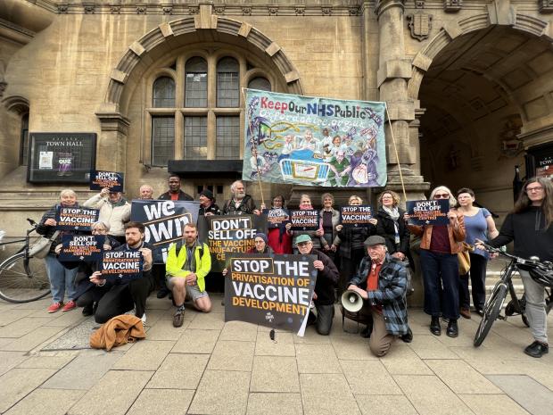 Oxford Mail: 'Stop the sale' - protestors chant outside the Town hall. 