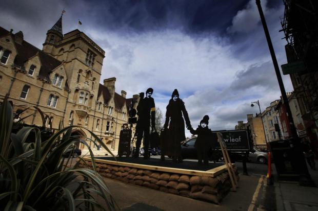 Oxford Mail: A sculpture in Broad Street, showing support for Ukraine. Picture: Ed Nix