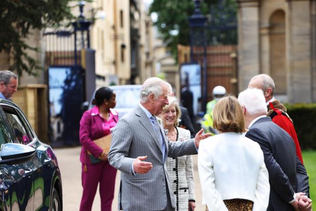 Oxford Mail: Prince Charles greets President, Dame Hilary Boulding; Chancellor of the University of Oxford, Lord Patten; and Oxford’s Lord Mayor Mark Lygo.