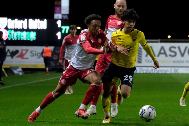 Ben Davis during Oxford United's home game against Stevenage in the Papa Johns Trophy. Picture: Ric Mellis