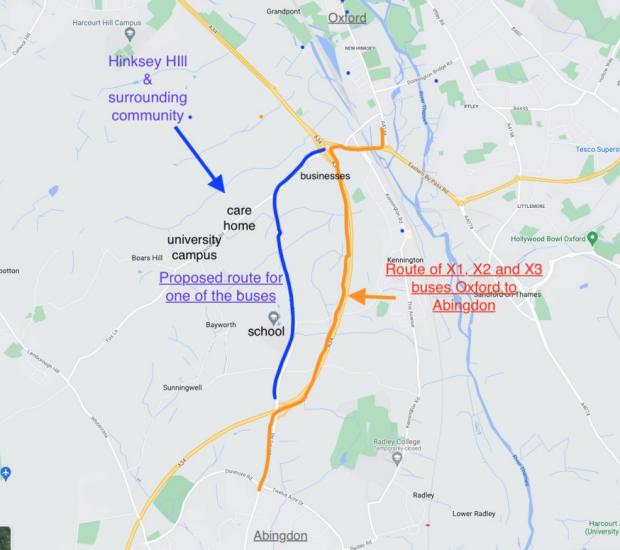 Oxford Mail: The proposed bus route which residents want to serve Hinksey Hill 