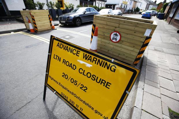 Oxford Mail: Signs informed residents that LTN roadblocks would come into place on May 20, 2022.