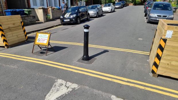 Oxford Mail: Photo shared by reader of LTN bollard removed on Divinity Road.