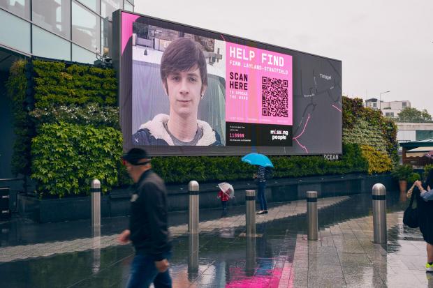 Oxford Mail: Finn Layland-Stratfield's missing person billboard (Felicity Crawshaw/Missing Persons/PA)