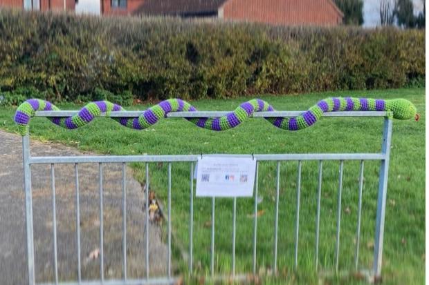 Oxford Mail: The snake was placed on Worcester Drive and Sandringham Road. Picture: Crochet Kindness by R