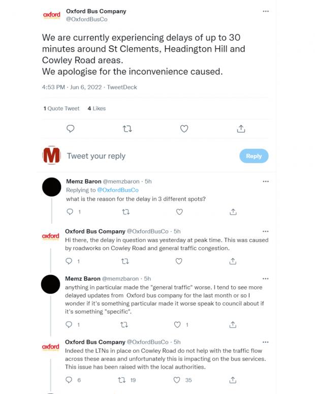 Oxford Mail: The tweets from Oxford Bus Company on June 6